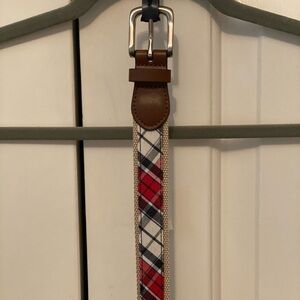 BOY’S Tartan & Leather Belt. Size 26.  Never worn, tag still on…